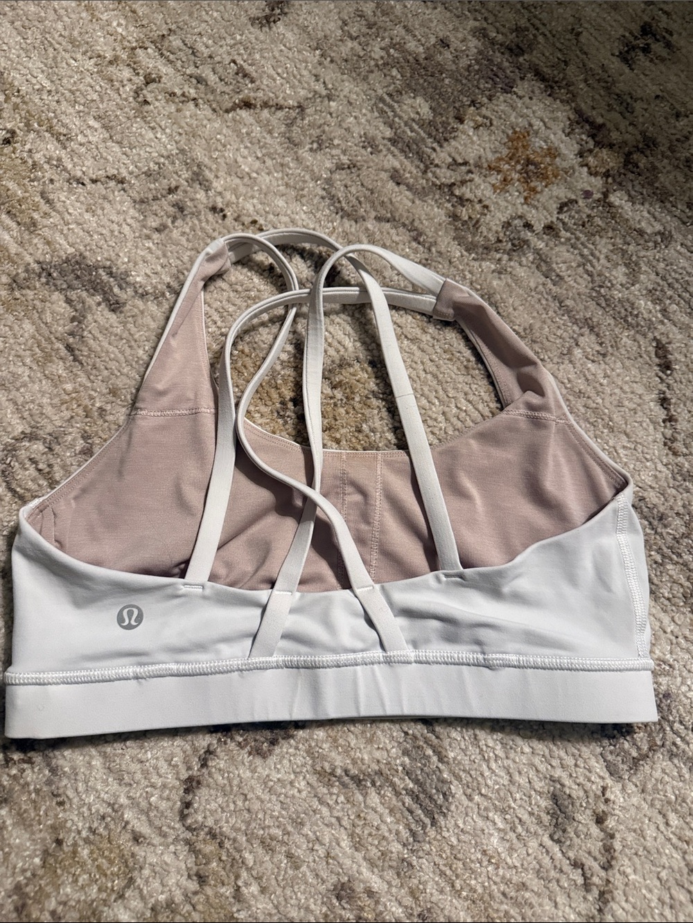 lululemon athletica White and Dusty Pink Strappy Sports Bra size 6/M